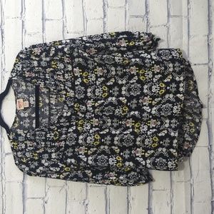 Mossimo Supply Co. Floral Black Top Women's Size Large / XL